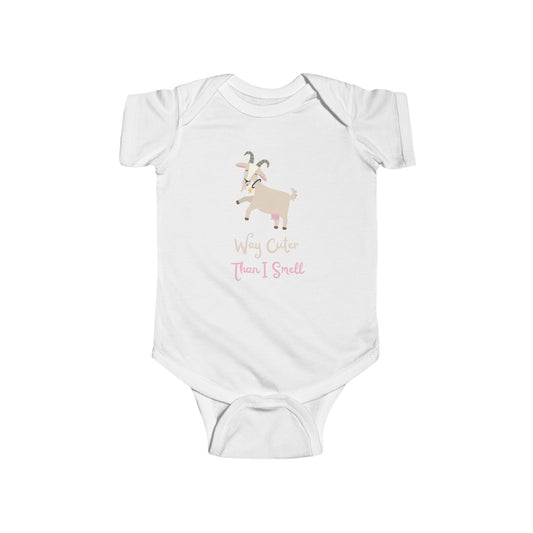 Infant Fine Jersey Bodysuit - Way Cuter Than I Smell - Goat