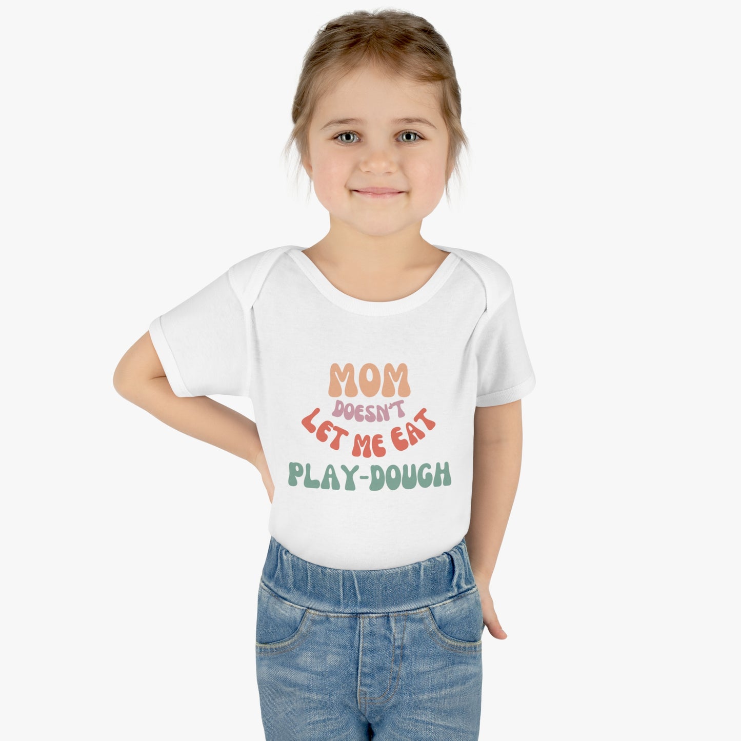 Infant Baby Rib Bodysuit - Mom Doesn't Let Me Eat Play-Dough