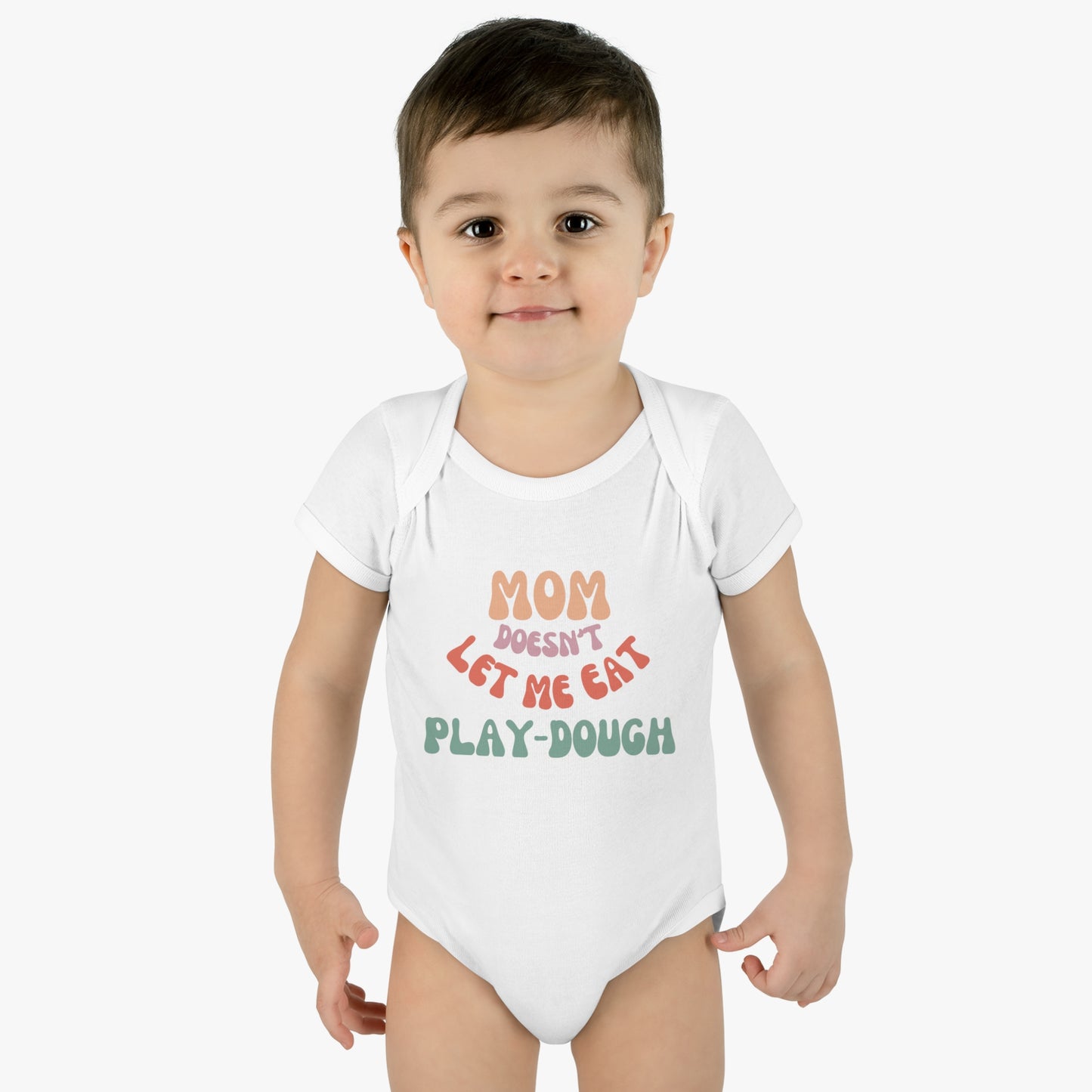 Infant Baby Rib Bodysuit - Mom Doesn't Let Me Eat Play-Dough