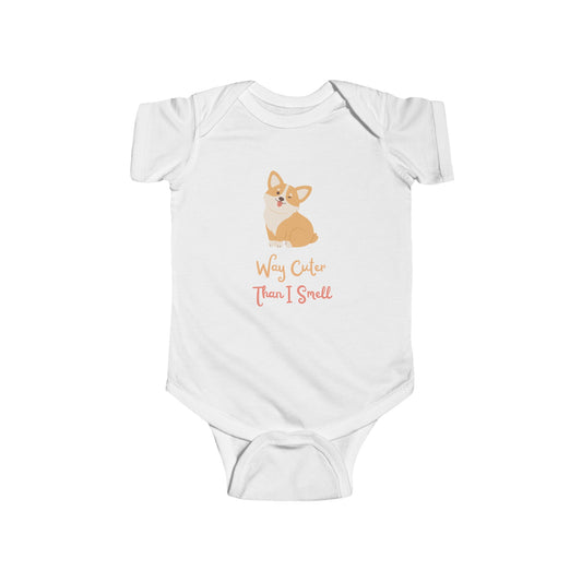 Infant Fine Jersey Bodysuit - Way Cuter Than I Smell - Fox